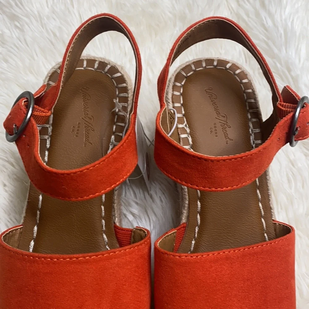 Universal Thread Orange Faux Suede Platform Espadrille Sandals Size 6.5